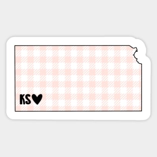 USA States: Kansas (pink plaid) Sticker